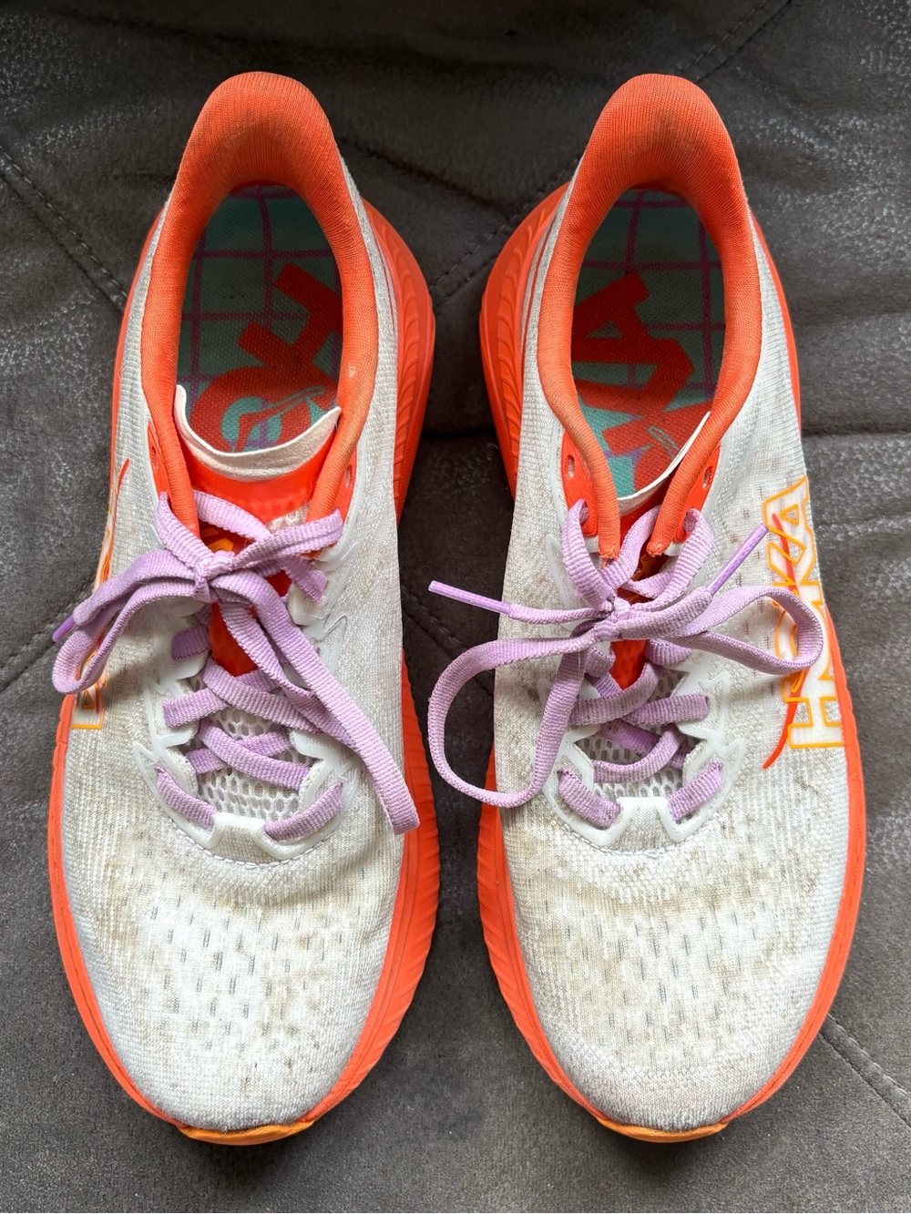 Hoka Women's Mach 6 Frost Orange Lava Running Sneakers Shoes Trainers 6.5 Hiking